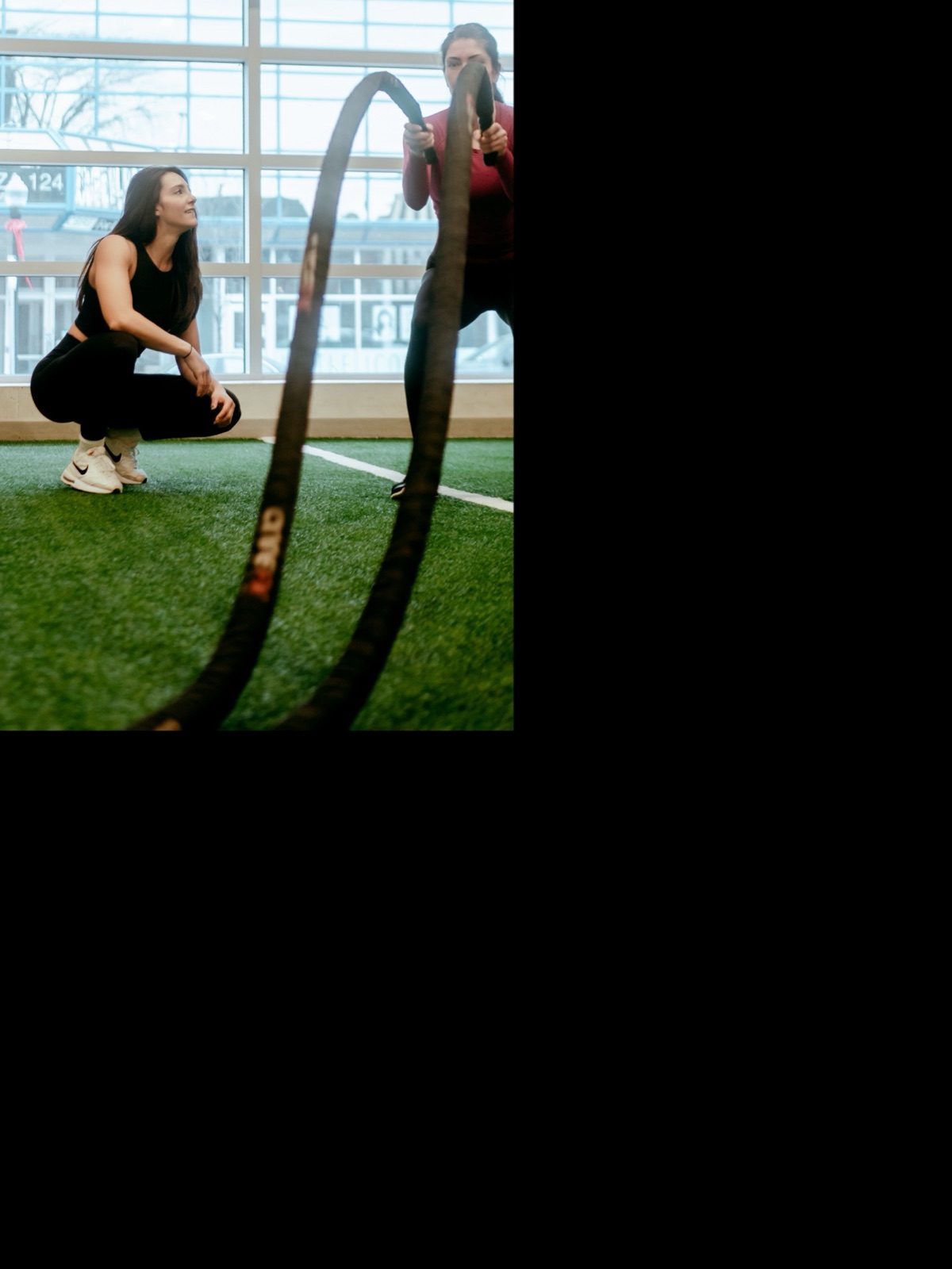 1:1 battle rope coaching session at Fit Personal Training Edmonton